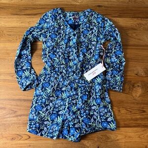 NWT Vineyard Vines Girl’s Romper XS 5-6 Blue Floral